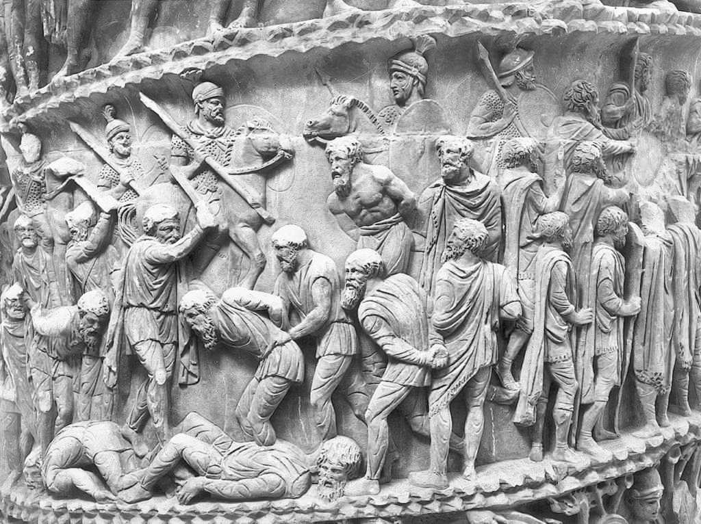 Roman military relief depicting soldiers during the wars of Marcus Aurelius.