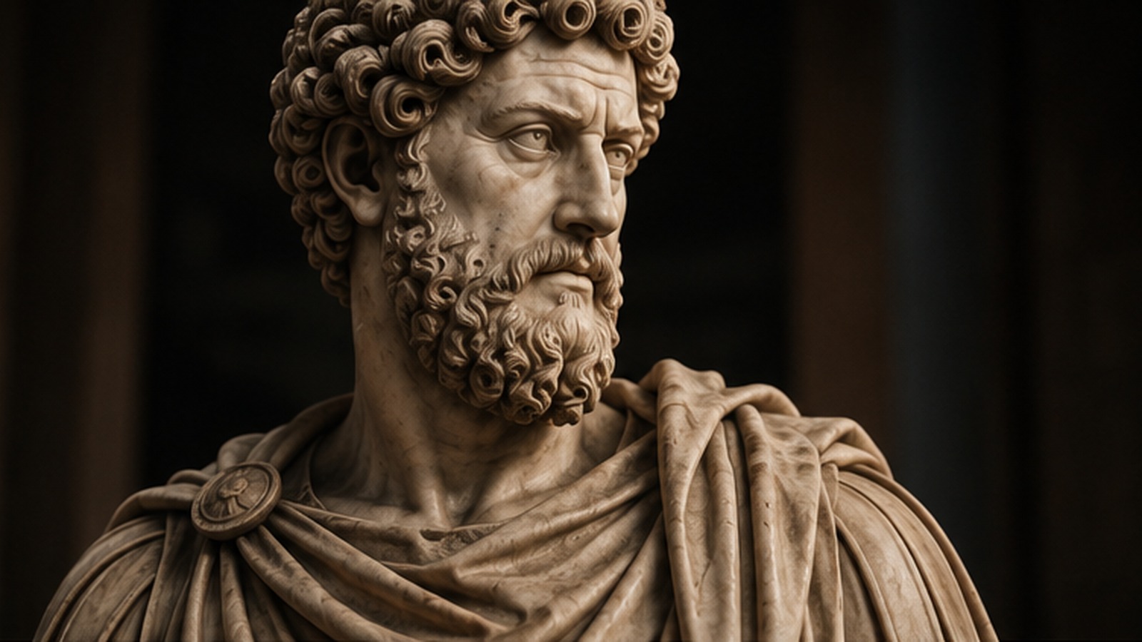 Marble bust of the Roman emperor Marcus Aurelius.