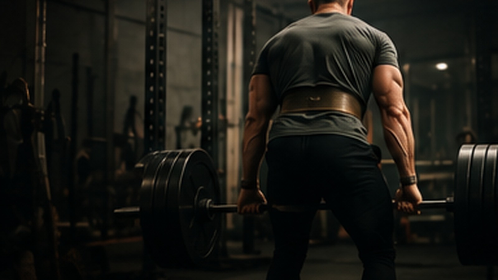 Barbell prepared for a deadlift.